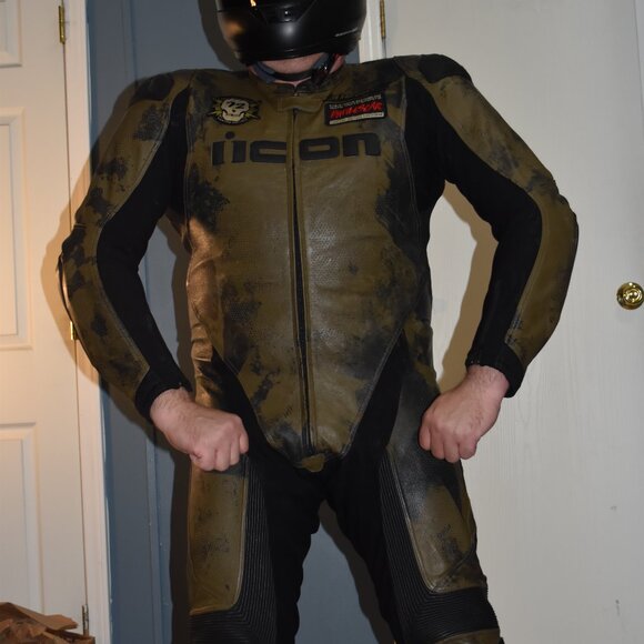 Icon Hypersport Battlescar leather motorcycle 🏍 suit size US 46/ EURO56 - Picture 8 of 16
